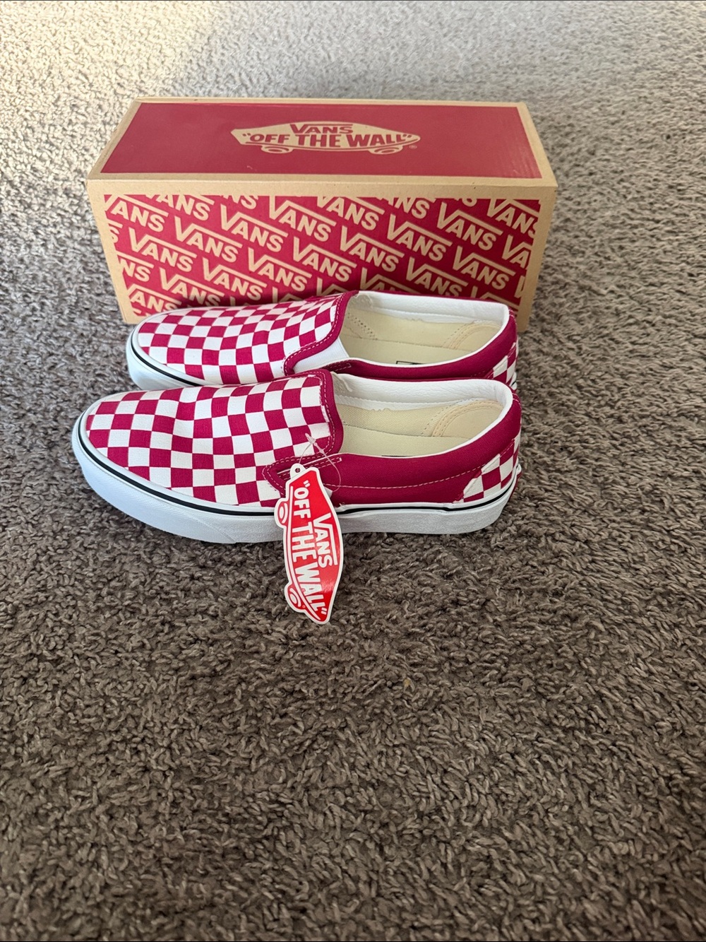Vans Checkerboard Slip-On Sneakers - Red/White